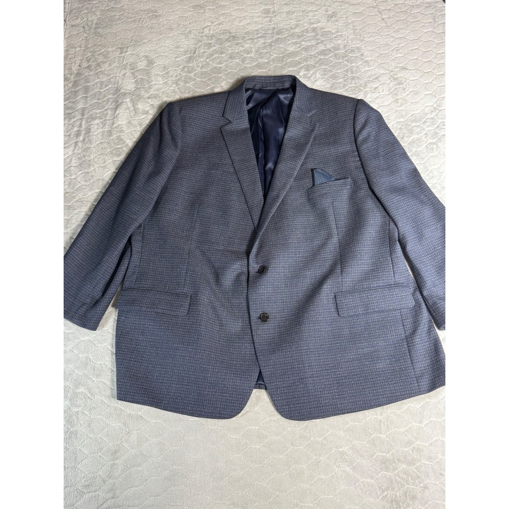 Ralph Lauren Mens Blue Wool Blend Blazer Sport Coat Shortened Sleeves 52R